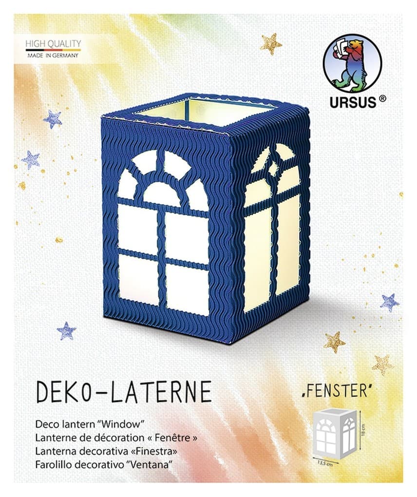 URSUS Laternenzeit Deko-Laterne "Fenster", mittelblau
