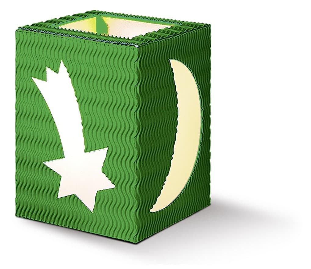 URSUS Laternenzeit Deko-Laternen "Mond & Sterne", sonnengelb, rubinrot, mittelblau und dunkelgrün, 12er Set