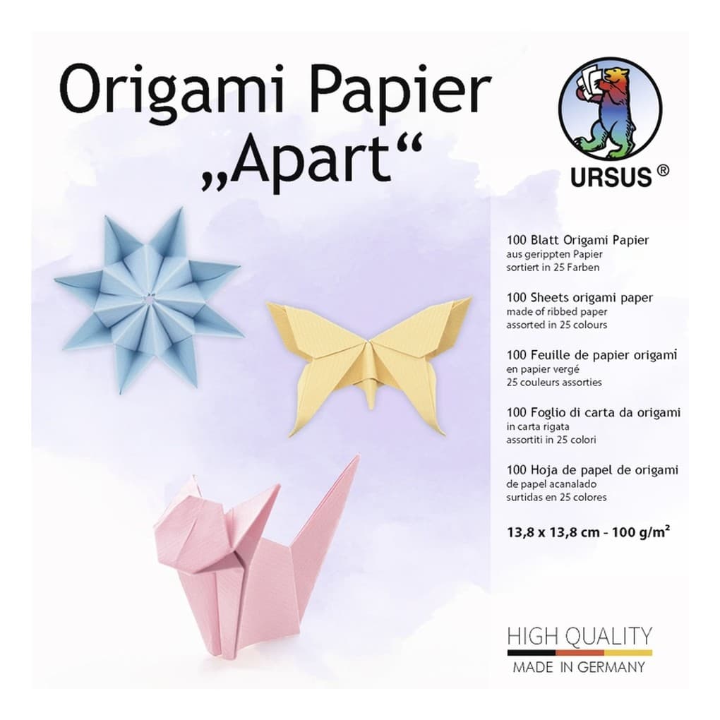URSUS Falten Origami Papier "Apart", 13,8 x 13,8 cm, 100 Blatt