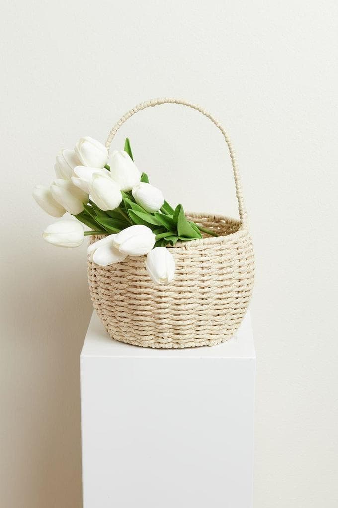 Korb rund mit Henkel, Natur, 28 x Ø 18cm