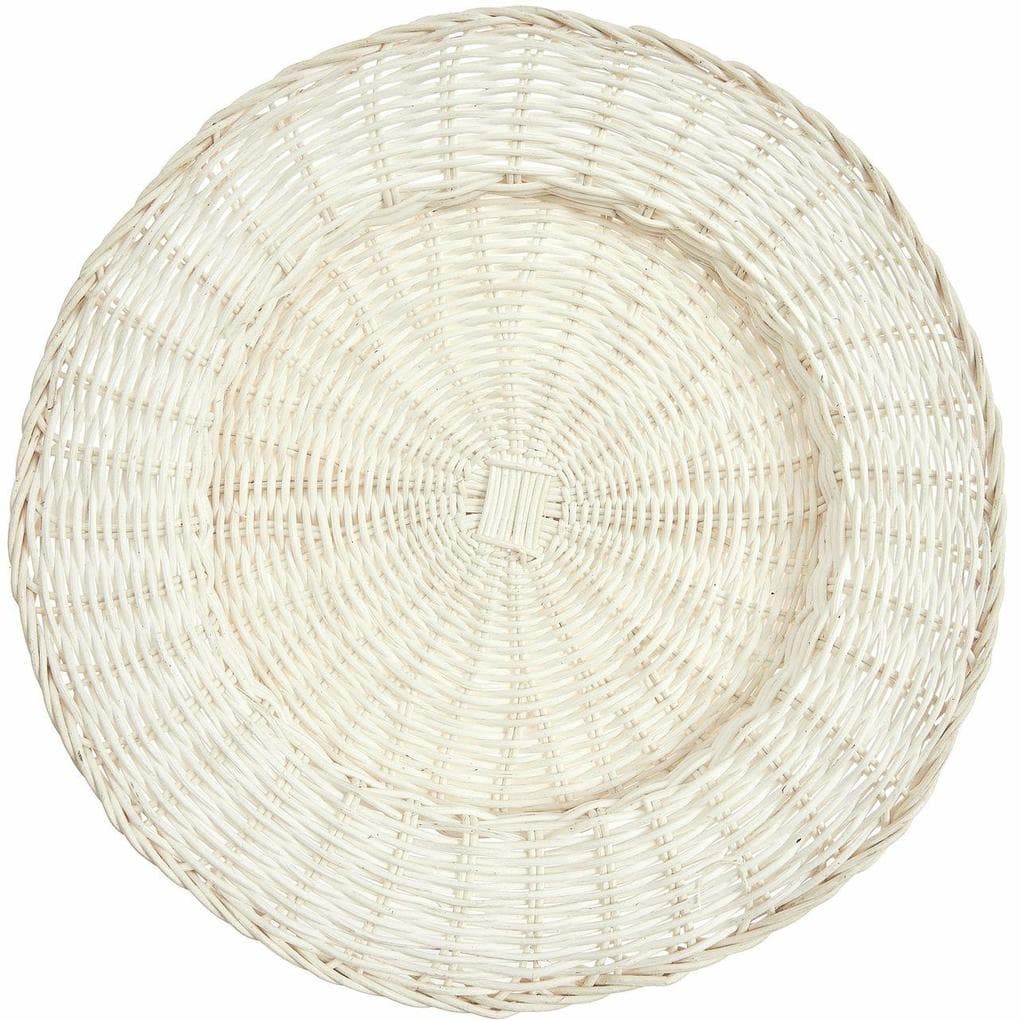 Rattan Deko-Teller, Weiß, Ø 34 x 4cm