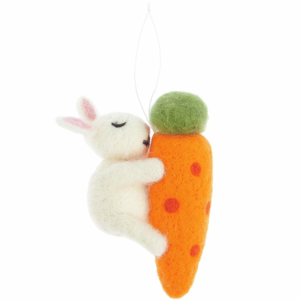 Aufhänger Filz-Hase auf Möhre 10,7 x3,8 x 7,8cm