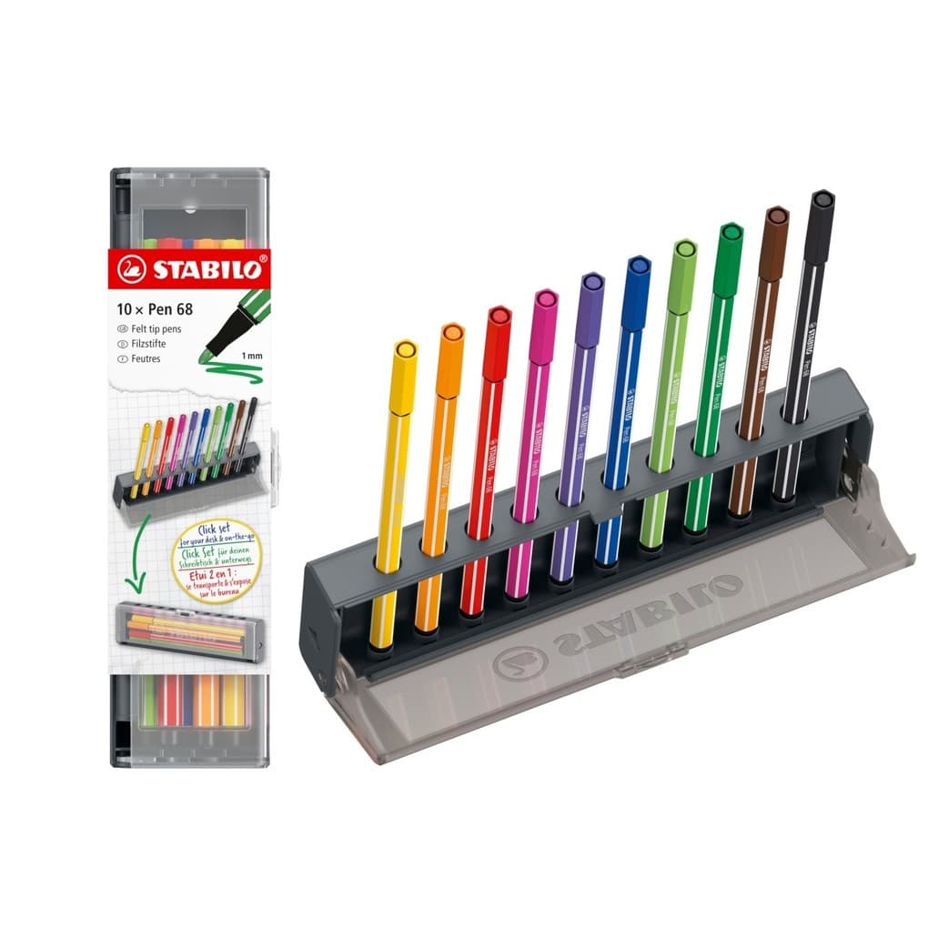 STABILO Premium-Filzstift Pen 68, 10er Click Set
