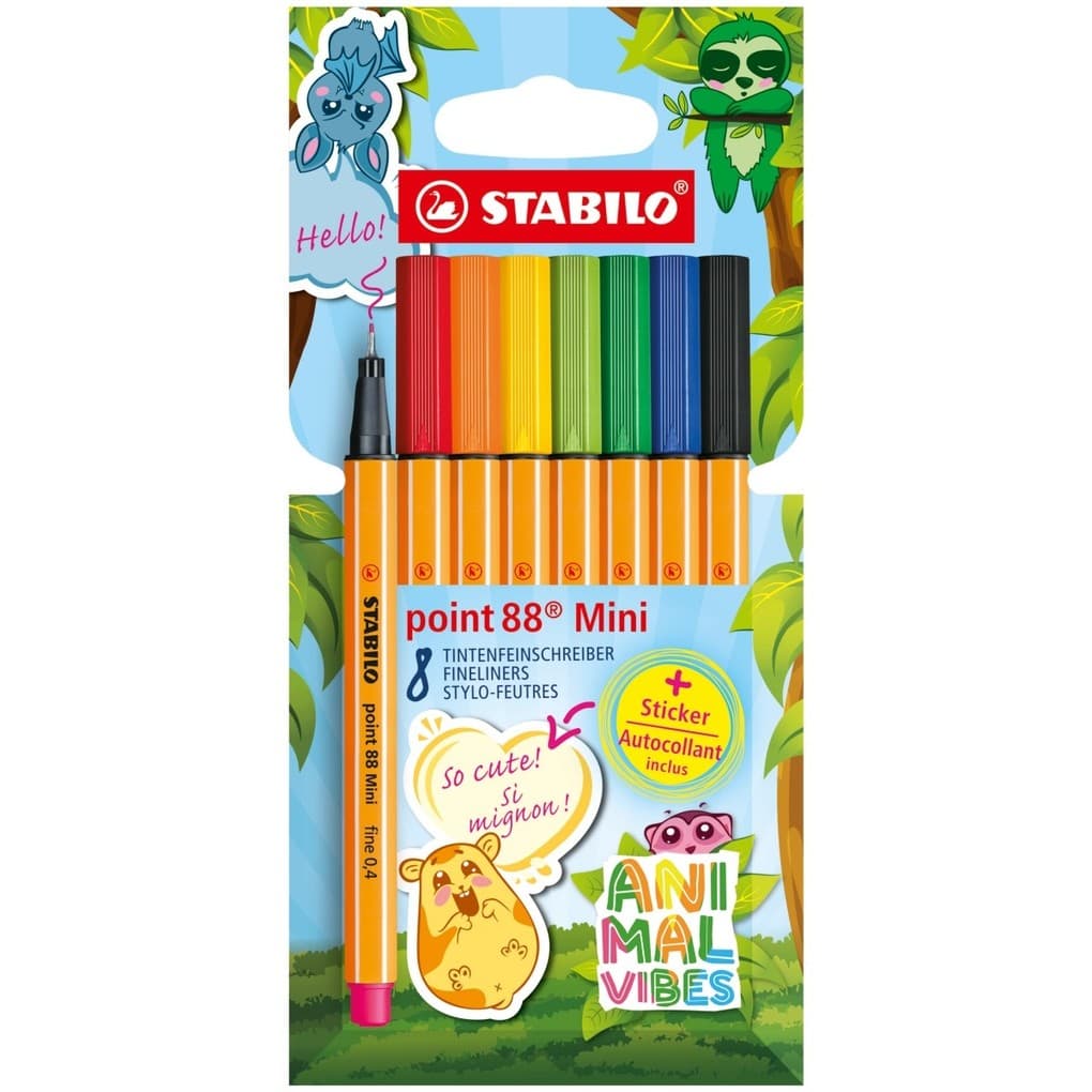 STABILO Fineliner point 88 Mini Animal Vibes, 8er Set
