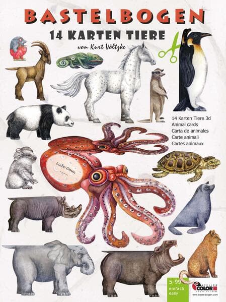 Karten Tiere basteln aus Papier Bastelbogen Ausschneidebogen
