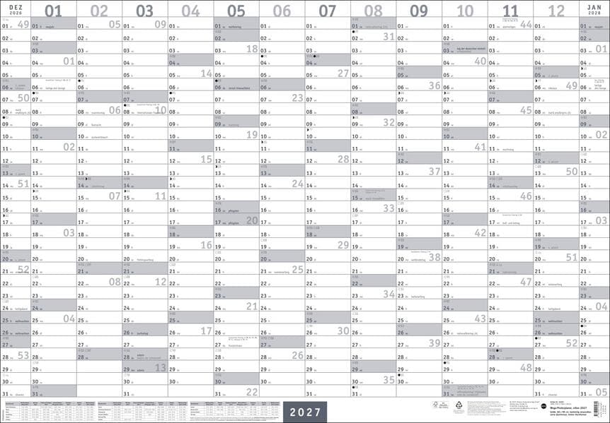 Mega-Posterplaner, silber 2027