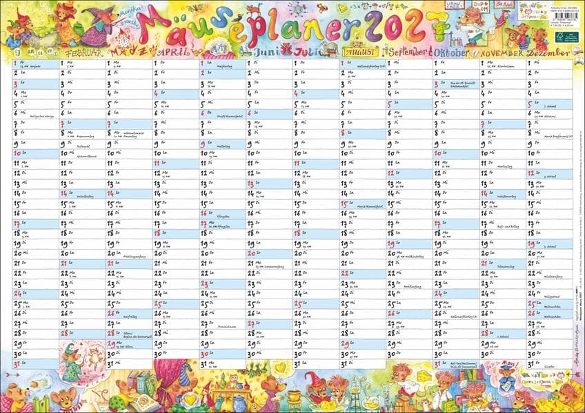 Wandplaner Wilde Mäuse 2027