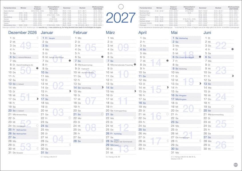Tafelkalender A4 2027