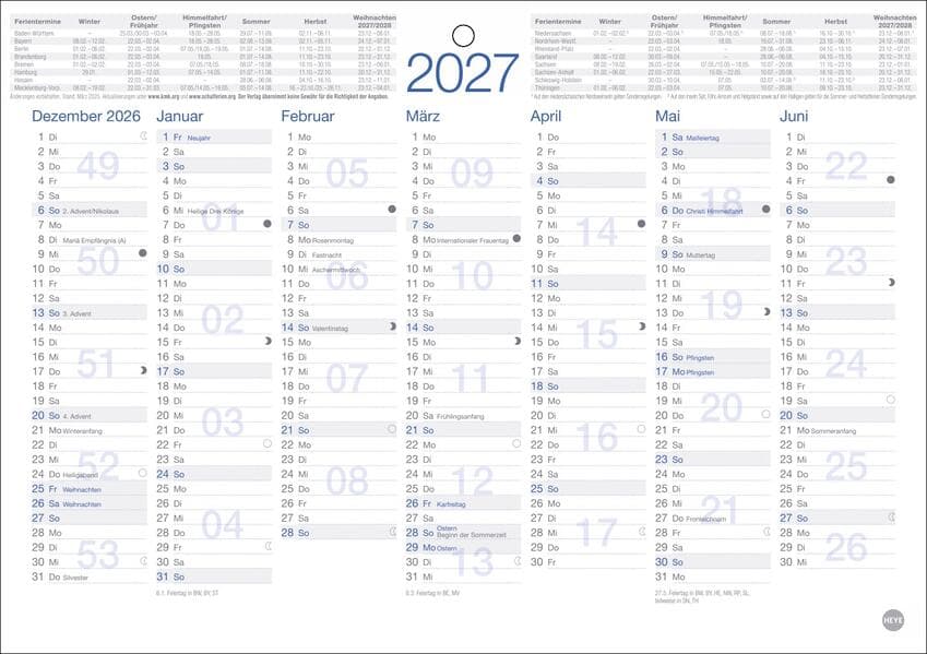 Tafelkalender A5 2027