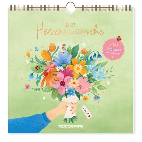 Wandkalender quadratisch 2027 Herzenswünsche