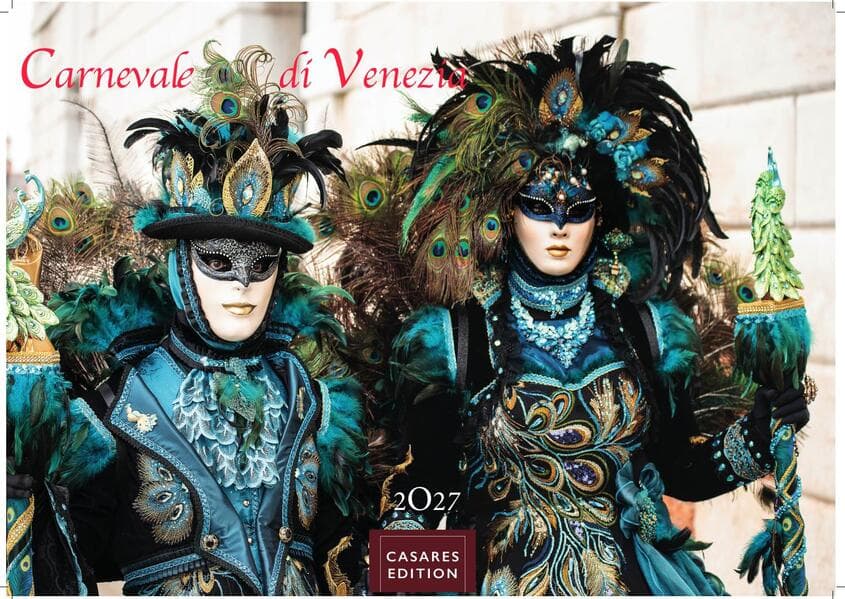 Venedig Karneval Kalender 2027 - Wandkalender | Fotokalender Italien 24x35 cm -. mit Karneval-Fotos, fantasievollen Masken und Kostümen