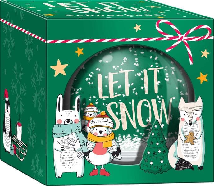 Schneekugel klein zum Selbstgestalten: Let it Snow / Cute Christmas Friends