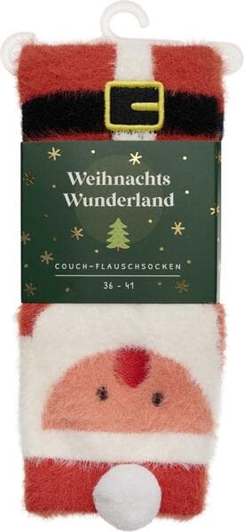 Weihnachtswunderland, Couch-Flauschsocken, Santa Claus
