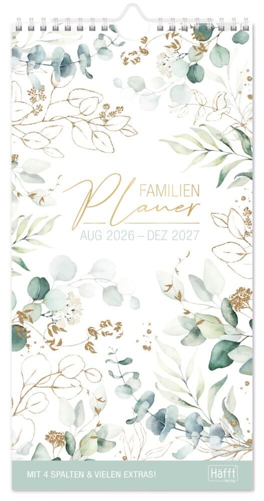 Familienplaner 26/27 Kompakt [Blattgold] 4-spaltig 17 Monate