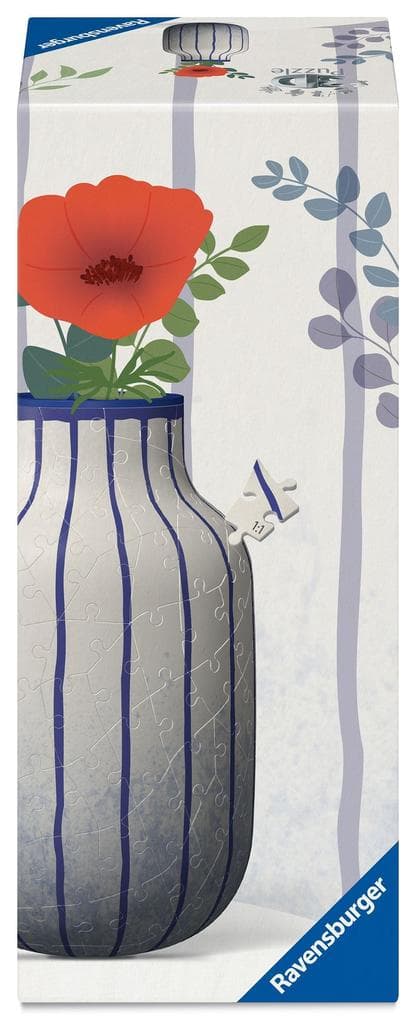 3D Puzzle Vase Stripes Blue
