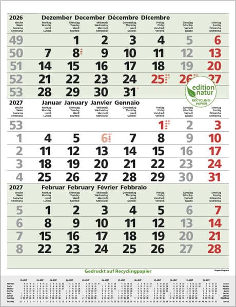 3-Monats-Planer Comfort Recyclingpapier 2027