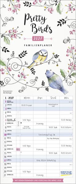 Familienplaner Pretty Birds 2027