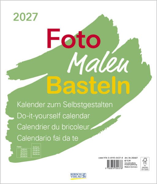 Foto-Malen-Basteln Bastelkalender weiß groß 2027