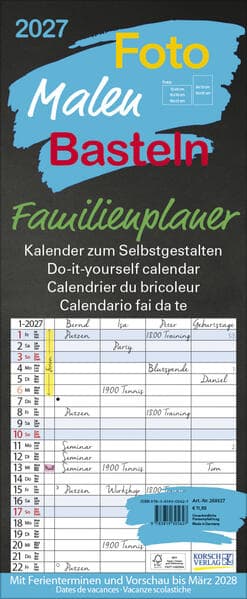 Foto-Malen-Basteln Familienplaner schwarz 2027