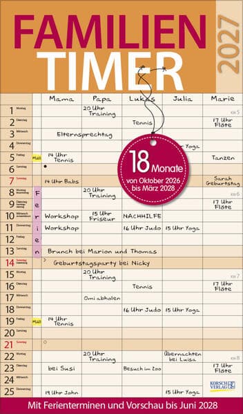 Familientimer 18 Monate 2027/2028