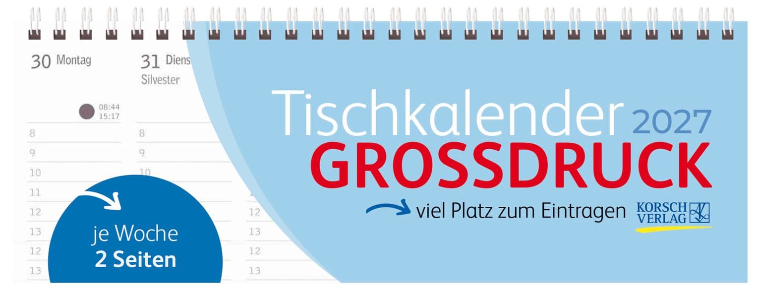 Tischquerkalender Großdruck 2027