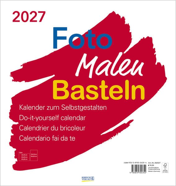 Foto-Malen-Basteln Bastelkalender weiß groß 2027