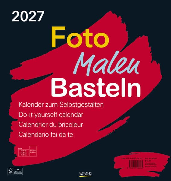 Foto-Malen-Basteln Bastelkalender schwarz groß 2027