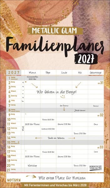 Familienplaner Metallic Glam 2027