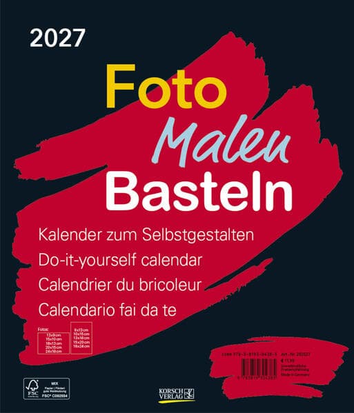Foto-Malen-Basteln Bastelkalender schwarz groß 2027