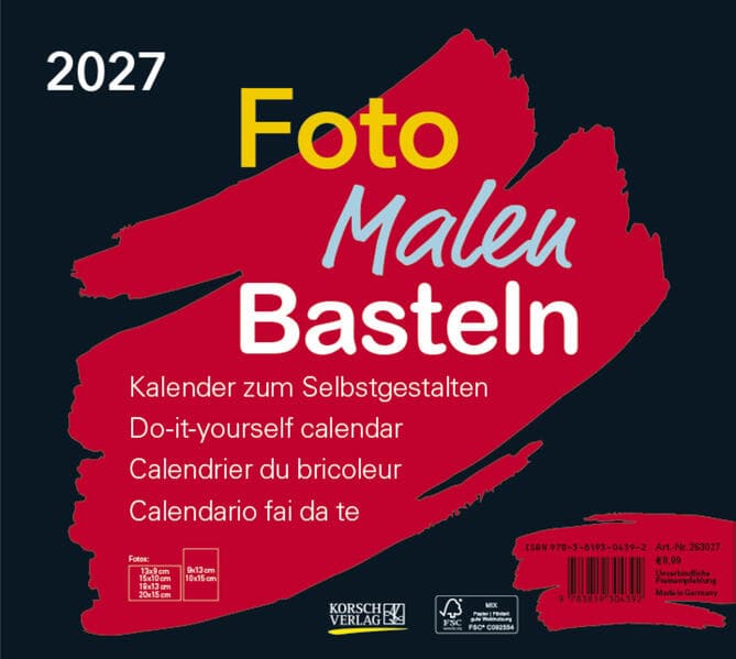 Foto-Malen-Basteln Bastelkalender quer schwarz 2027