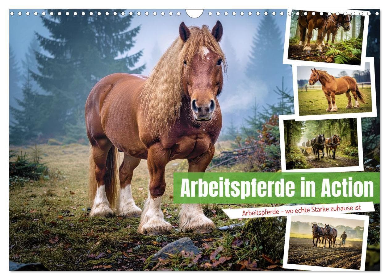 Arbeitspferde in Action (Wandkalender 2027 DIN A3 quer), CALVENDO Monatskalender
