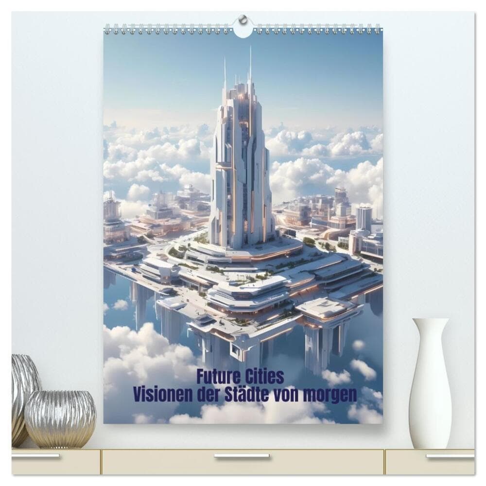 Future Cities - Visionen der Städte von morgen (hochwertiger Premium Wandkalender 2027 DIN A2 hoch), Kunstdruck in Hochglanz
