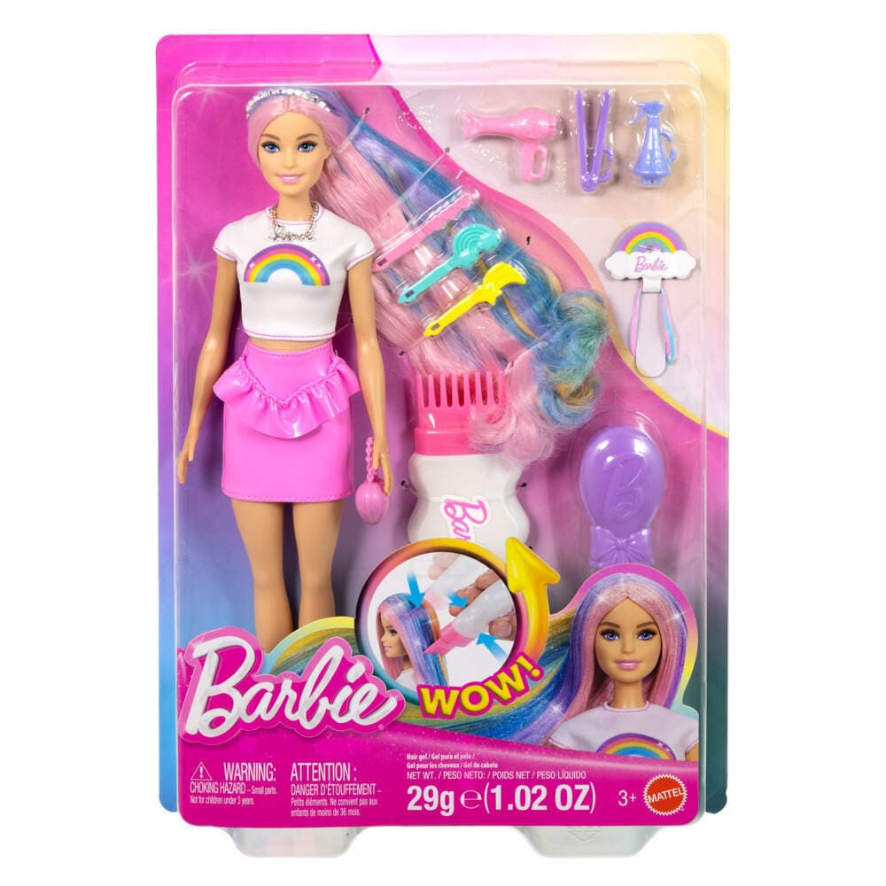 Barbie Haarspiel Puppe Regenbogen Glitzer