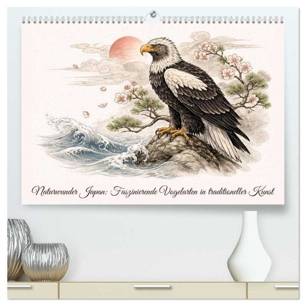 Naturwunder Japan: Faszinierende Vogelarten in traditioneller Kunst (hochwertiger Premium Wandkalender 2027 DIN A2 quer), Kunstdruck in Hochglanz