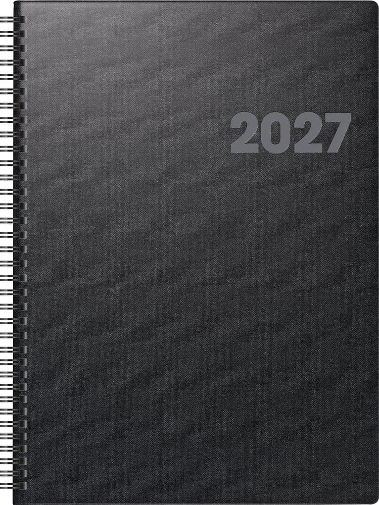 BRUNNEN 1076365907 Buchkalender Mod. 763 2027 A4, Kunststoff, vulkanschwarz