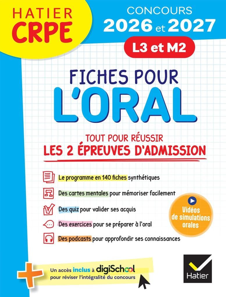 Hatier CRPE - Fiches pour l'Oral - Tout pour réussir les épreuves d'admission - L3 - M2 - 2026/2027