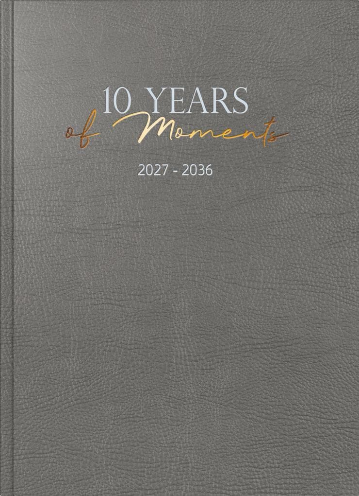 rido/idé 7022404017 10-Jahres-Kalender Premium 2027-2036 "10 Years of Moments" A4, Kunstleder