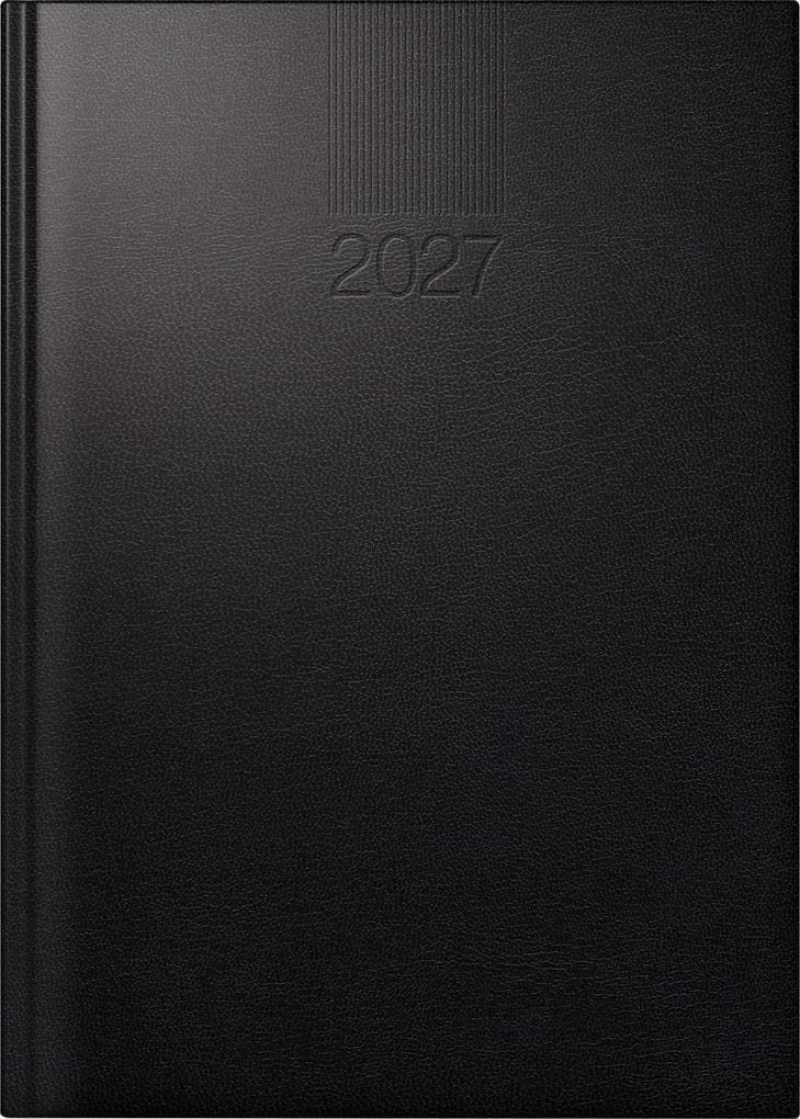 rido/idé 7028903907 Buchkalender Mod. ROMA 1 2027 A5, Kunststoff, schwarz