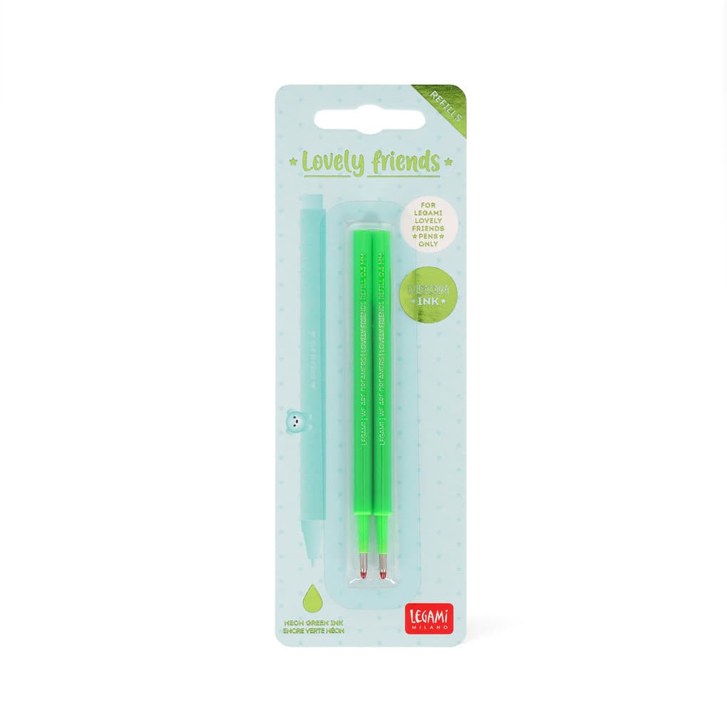 2 Pcs Lovely Friends Refill - 0,5 Mm - Neon Green Ink