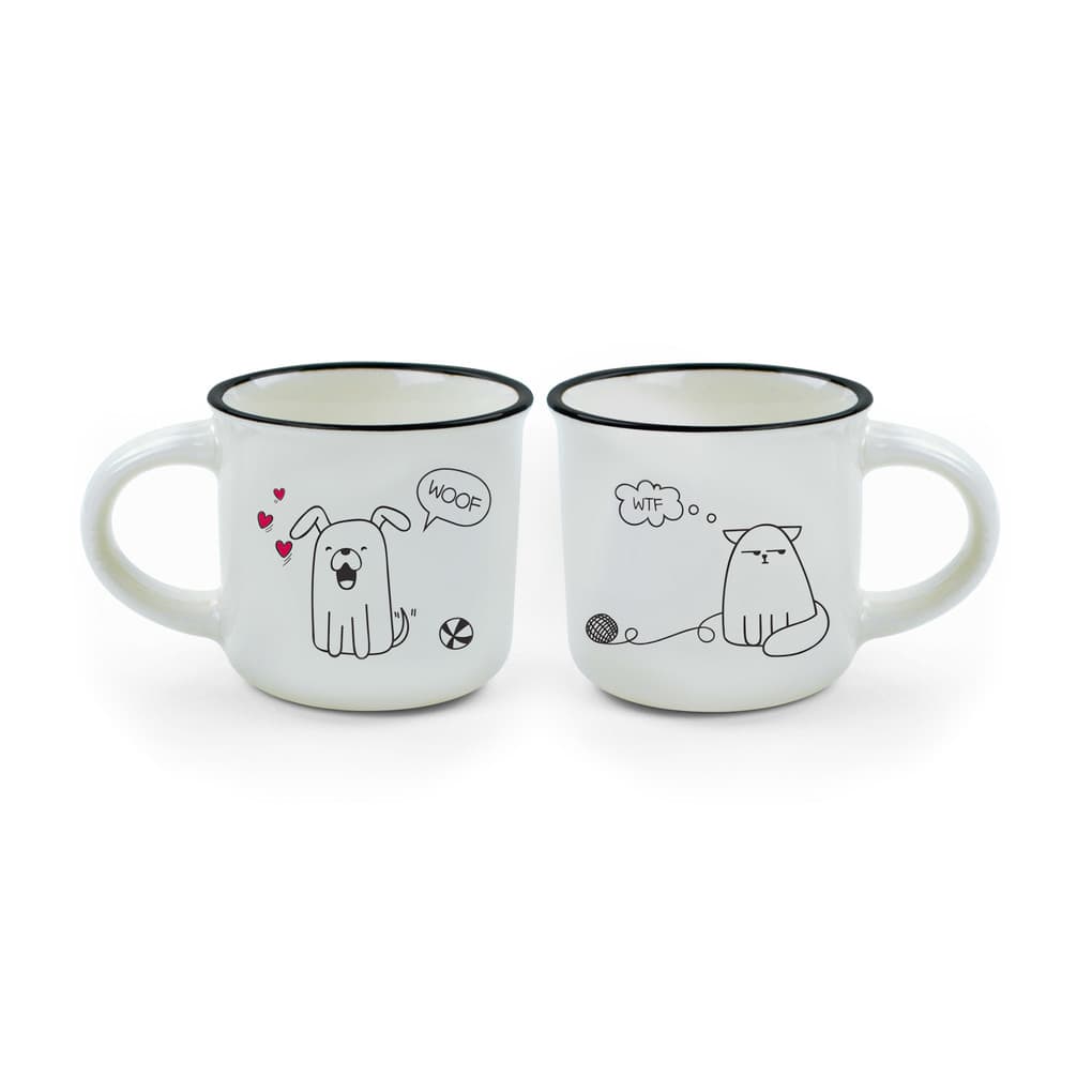 Espresso For Two - 2 Coffee Mugs - Dog And Cat