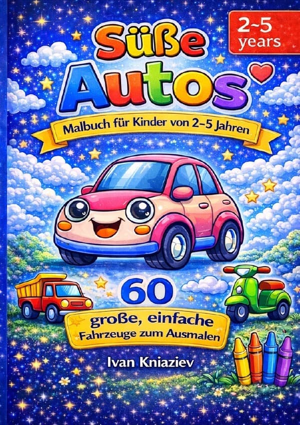 Süße Autos - Malbuch für Kinder von 2-5 Jahren