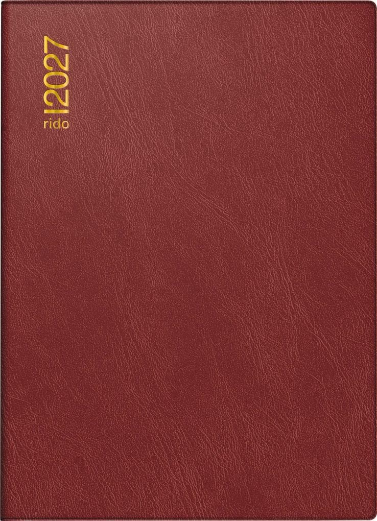 rido/idé 7018242297 Taschenkalender Mod. Technik III 2027 A6, Kunststoff, bordeaux