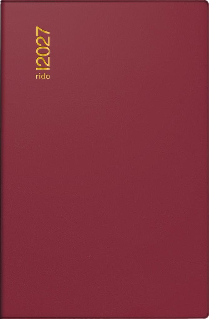 rido/idé 7016212297 Taschenkalender Mod. Industrie II 2027 A7, Kunststoff, bordeaux