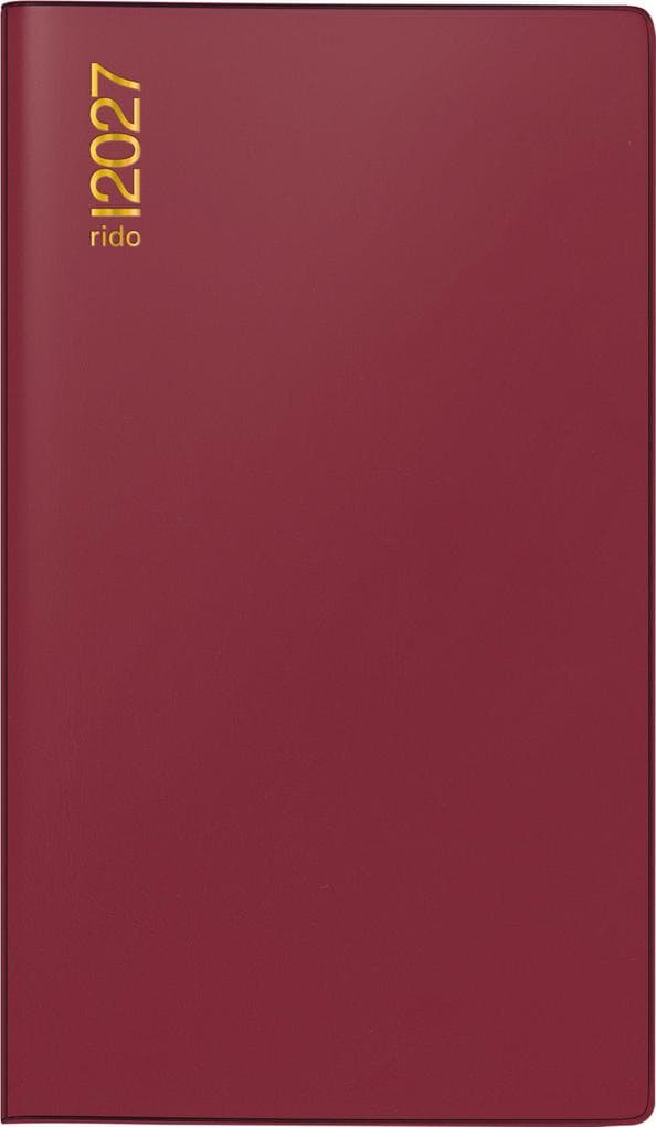 rido/idé 7040302297 Taschenkalender Mod. TM 12 2027 A6, Kunststoff, bordeaux