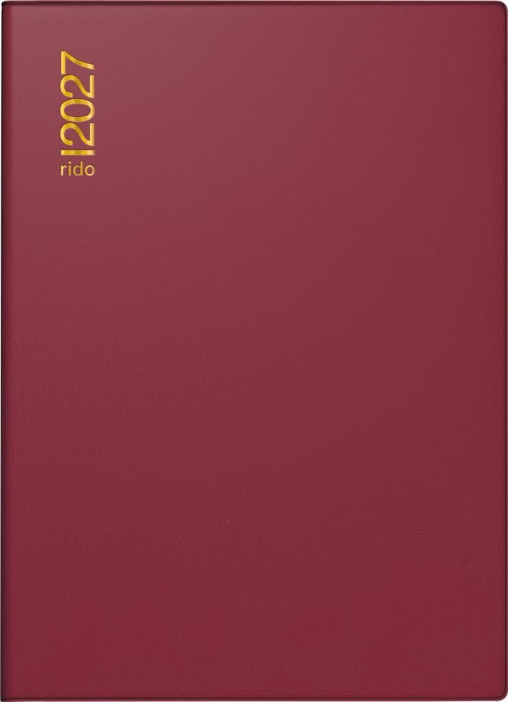 rido/idé 7013002297 Taschenkalender Mod. perfect/Technik I 2027 A6, Kunststoff, bordeaux