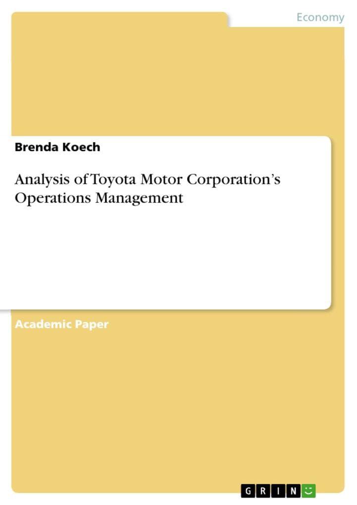 Analysis of Toyota Motor Corporation's Operations Management