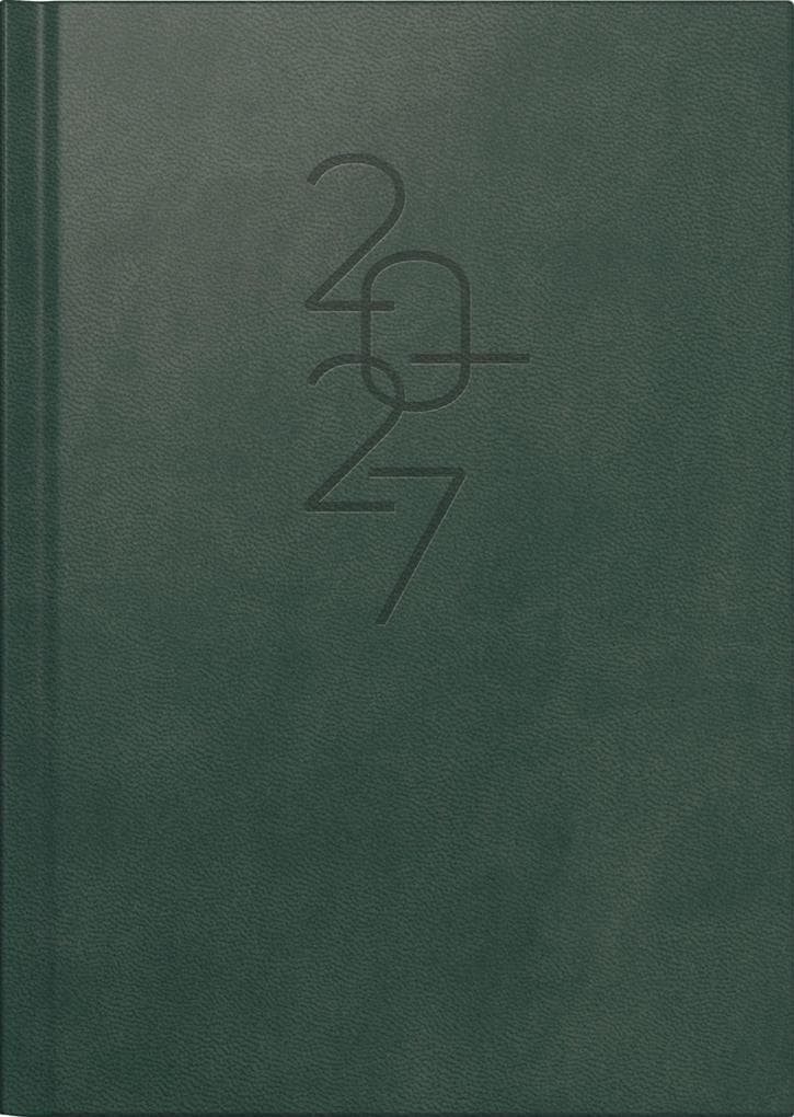 rido/idé 7026033017 Buchkalender Mod. Mentor 2027 A5, Kunstleder, dunkelgrün