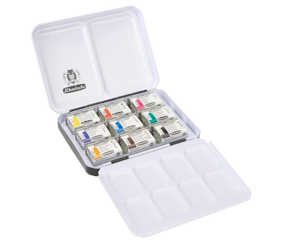 Schmincke Akademie Aquarell, Metallkasten, 9 x 1/1 Näpfchen