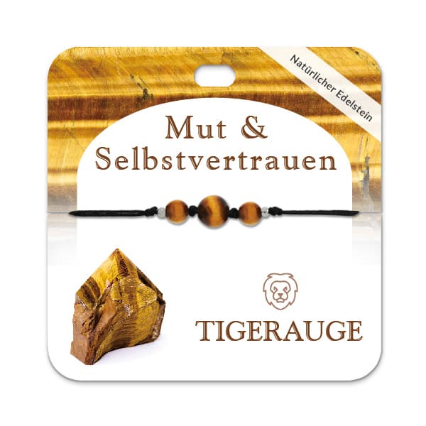 Tigerauge Armband mit 3 Edelsteinperlen