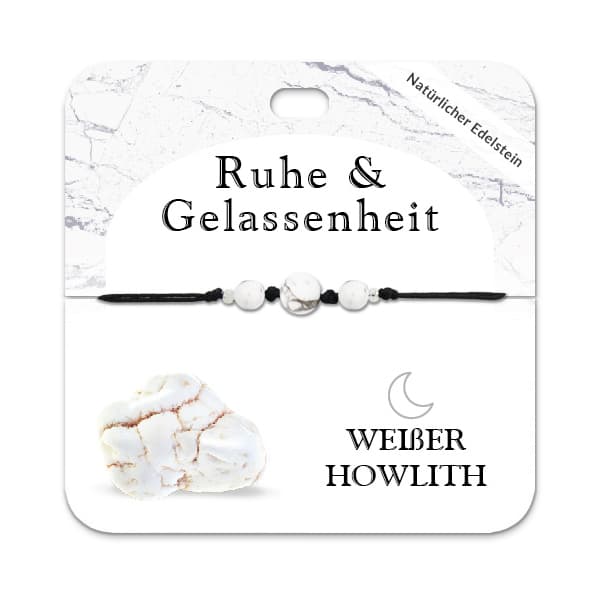Weißer Howlith Armband mit 3 Edelsteinperlen